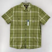 Carhartt Rugged Flex Button Up Men's Shirt Size Medium Green Short Sleeve Light