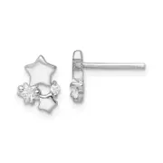 Sterling Silver Rhodium-Plated Polished Cz Stars Post Earrings