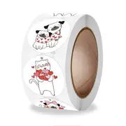 500pcs 1inch roll Wholesale Valentine's Day Cute Animal Sticker Seal Gift Decoration Sticker Round Label Handmade Stickers