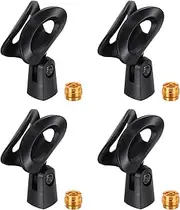 uxcell 4Pcs Microphone Clips Adjustable Mic Holder Flexible Wireless Mic Stand Adapter for Handheld Mics with Metal 5/8" Male to 3/8" Female Screw Adapter