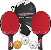 NIBIRU SPORT Ping Pong Paddles Set of 2 - Premium Table Tennis Paddles Kit with 2 Rackets, 3 Balls & Portable Case, Table Tennis Equipment & Ping Pong Accessories