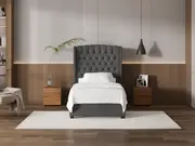 My Style Winged Headboard & Slimline Base - King Single / Gunmetal / Standard Base