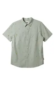 Quiksilver Kids' Apero Classic Short Sleeve Woven Shirt in Cloud Green at Nordstrom, Size 6
