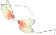 [Healeved] Dragonfly Wing Frameless Sunglasses Irregular Gradient Shades for Photo Booth Props Unisex Fashion Eyewear Stylish Party Accessories Durable Design