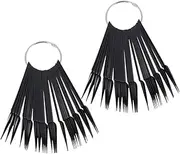 ARTSEWPLY 40pcs Fan Shape Nail Plates Ring 2 Sets Nail Display Tips for Art Practice Display