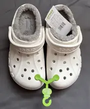 Crocs Baya Lined Clog White / Light Grey Mens Size 6 Womens Size 8 Warm Fuzzy