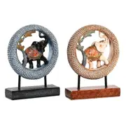 Decorative Figure Dkd Home Decor 19.5 x 6.3 x 25.5 Cm Elephant Beige Blue Colonial 2 Units