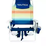 Nautica Portable Beach Chair, Double Cup Holder, Padded Straps