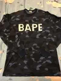 在飛比找Yahoo!奇摩拍賣優惠-A bathing ape Bape 藍狼 水鑽 迷彩 長T