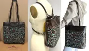 NWT PATRICIA NASH Albi Tooled Brown Turquoise Convertible Backpack Bag Purse