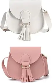 [JUCHAO] 2 Pack Girls Purse Kids Crossbody Purse Mini Shoulder Bag Crossbody Bag for Toddler Tassel Bags for Girls Age 2-14