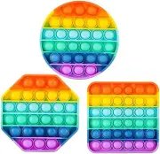 FoxPrint Pop Fidget Toys Set/3 Shapes Multi-Color. Promotes Calming Relaxation.