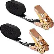 MOOCY Endless Ratchet Tie Down Straps Heavy Duty Cargo Tie Downs,NO Hook Nylon Black Strap Down Ratcheting Securing Straps,Luggage Straps for Motorcycles, Trailer Loads, Kayak