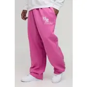 Mens Pink Plus Oversized Homme Applique Joggers