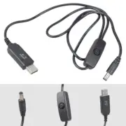 5V USB to DC5521 Charging Cord with Switching Button for Speakers Cooling Fan