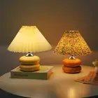 Small Night Light Dimmable Table Lamp USB Charging Pleated Lampshade for Bedroom