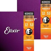 [Elixir] NANOWEB Acoustic Guitar Strings, Light .012-.053#16052, Fosphor Bronze, Set of 2
