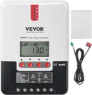 VEVOR 20A MPPT Solar Charge Controller, Auto DC Input, Solar Panel Regulator Charger with LCD Display Temperature Sensor Cable, for Sealed(AGM), Gel, Flooded and Lithium Battery Charging