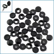 20pcs Black Plastic Screw Cap Hinged Cover Button Fold Furniture Decorative