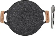 Round BBQ Grill Pan Metal Nonstick Grill Barbecue Plate Multifunctional Circular Frying Pan for Outdoor Camping and Commercial Use Made of Premium Aluminium Alloy (Extra Large)