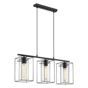 Loncino 3 light Pendant Black & Black Transparent - 49496