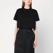 [Prada] Black T-shirt with triangle logo M Black
