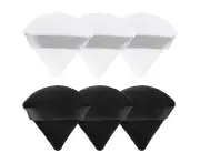 Pure Cotton Powder Puff, Made of Cotton Velour In Triangle Wedge Shape Designed for Contouring, Under Eyes and Corners, with Strap, Makeup Tool -6 Pieces