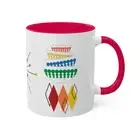 Vintage inspired Pyrex dots, atomic burst, rainbow mug, Pyrex mug