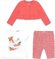 [Generisch] Generico Summer Set for Girls and Newborns, Multicoloured, 3 Pieces with White Sea Print Tank Top with Ocean Print and Pink Shorts, Regular Fit Set for Girls
