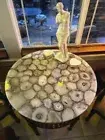 24" Salt Agate Table Top , Round Agate Patio Table, Stone Corner Coffee Table