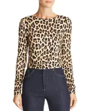 Alice + Olivia Delaina Leopard Print Cropped Top
