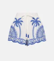 [Farm Rio] Farm Rio Palm Trees richelieu cotton shorts AU 16 white