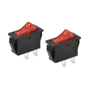 Boat Rocker Switch Red Toggle Switch 2pins ON/OFF AC 250V/16A 2pcs