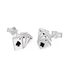 Sterling Silver & Coloured Enamel Aces of Spades Stud Earrings Aces