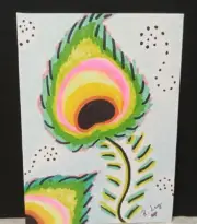 ACEO Original Art Card Peacock Feathers