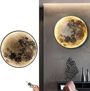 Dimmable Moon Wall Light – LED Wall Lamp with Remote Control, Plug-in Modern Ceiling Light Fixture, Black/Gold Wall Lights for Living Room, Bedroom, Hallway (Plug Type,30cm)
