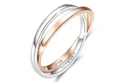 Solid 925 Sterling Silver Forever Love Dual Tone Promise Ring