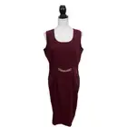 Vtg 90s Helene Blake Women Dress Petite Size 12P Burgundy Sleeveless Sheath New