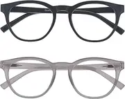 Opulize Blu 2 Pack Blue Light Blocking Reading Glasses Grey Ice Computer Gaming Anti Glare Mens Womens BB5-7C +1.50