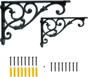 2 Pack Decorative Shelf Brackets11 Inch Cast Iron Shelf SupplyAntique Black C...