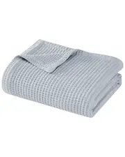 Cannon Heritage Cotton Waffle Grey Blanket