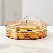 Food Platters with Lids Food Tray Snack Tray, Divided Serving Tray with Lid, Fruit Trays for Serving for Party, 4 Compartment Round Snack Tray with Lid, for Dried Fruits, Nuts, Candies, Sweet Cookies