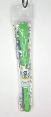 TOYI Plastic Musical Instrument Recorder 6 Holes Green W Cleaning Rod Kids