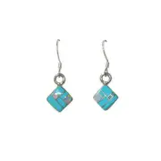 Medium Handcrafted Square Shape Sterling Silver Turquoise Opal Stone Earring