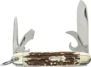 Uncle Henry Next Gen Staglon 23UH Scout 6.1in Folding Knife with 2.4in Stainless Steel Drop-Point Blade, Awl, Can Opener, Screwdriver, Cap Lifter, and Staglon Handle for Hunting, Camping and EDC