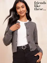 Friends Like These Grey Cropped Button Through Cardigan (AN8219) | $66