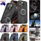For iPhone 16e 16 15 14 13 12 ProMax Plus Magsafe Magnetic Case Ring Stand Cover