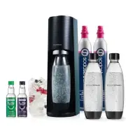 Terra Sparkling Water Maker Bundle (Black), with CO2, DWS Bottles, and Bubly