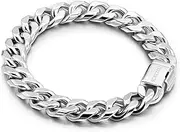 [H&Beautimer] Fashion 925 Sterling Silver Classic Cuban Chain Bracelet 10mm-7 "8" 9 "10" Curb Cuban Bracelet Solid Thick Large Link Bracelet For Men & Boys Jewelry Gift
