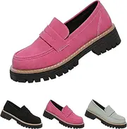 [Generic] Bootara Loafers Women, Bootara Women's Plus Size Casual Retro Suede Loafers with Chunky Heel Platform